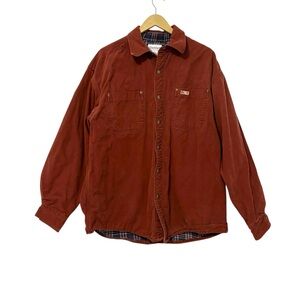 Vintage Carhartt L Burnt Red Flannel Lined Snap Button Jacket Workwear Utility